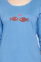 Fish Print Top in Sky Blue & Pyjama in Maroon - 100% Cotton - 5