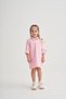 Girl's Cotton Pink Shirt Collar Dress - 2