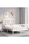 Bed frame with headboard, white, 140x200 cm, solid wood