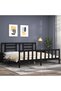 Bed frame with headboard 200x200 cm, black, solid wood - 3