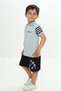 Boys' 2-Piece Set: Printed Polo Collar T-Shirt & Shorts with Elastic Waistband - 2