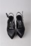 Seç 854 Platform Heel Women's Shoes (Heel:13Cm Platform:3Cm) Black Satin - 2