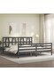 Bed frame with headboard 200x200 cm, gray, solid wood - 3
