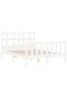 Bed frame with headboard, 140x190 cm, white, solid wood - 5