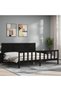 Bed frame with headboard 200x200 cm, black, solid wood