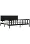 Bed frame with headboard 200x200 cm, black, solid wood - 3