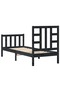 2FT6 Small Single Bed Frame with Headboard, Black, Solid Wood - 6