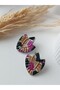 Bohemian Textured Ethnic Pattern Polymer Clay Women's Earrings Handmade Black Pink Silver Color Ultra Light - 4
