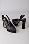 Seç 854 Platform Heel Women's Shoes (Heel:13Cm Platform:3Cm) Black Satin - 6