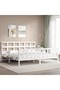 Bed frame with headboard 200x200 cm, white, solid wood - 3