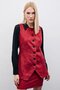Buttoned Long Suede Vest - Burgundy - 2