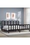 Bed frame with headboard 200x200 cm, black, solid wood