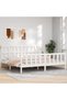 Bed frame with headboard 200x200 cm, white, solid wood
