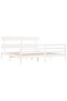 Bed frame with headboard 200x200 cm, white, solid wood - 5
