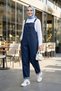 Women's Dark Denim Blue Jumpsuit with Adjustable Straps and Pocket Detail - 3