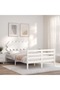 Bed frame with headboard, white, solid wood, double 4FT6