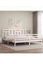 Bed frame with headboard 200x200 cm, white, solid wood