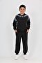 Boy's 2-Piece Set: Vintage Printed Hooded Sweatshirt with Pockets & Elastic Waistband Pocket