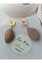 Ultra Light Taupe Brown Bohemian Special Design Textured Dangle Polymer Clay Women's Earrings - 5