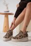 Women's Leopard Patterned Hidden Heel Sneaker Bp04Ms01E