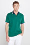 Men's Green-Navy Blue Regular Fit Wide Cut Polo Collar 100% Cotton T-Shirt