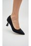 Women's Black Fabric Heeled Pointed-Toe Daily Stylish Stiletto Shoes - 5