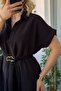 Belted Black Polo Neck Modal Dress - 3