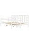 Bed frame with headboard, white, solid wood, King Size 5FT - 6
