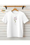Floral Printed Cotton Round Neck White T-Shirt - 2