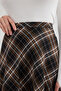 Brown-Black Aura High Waist A-Line Plaid Midi Skirt - 7