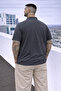 Men's Large Size Comfortable Fit Smoked Polo Collar T-Shirt - 5