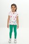 Girl's 2-Piece Set Printed Crew Neck T-Shirt & Leggings with Elastic Waist
