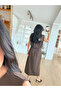 Brown Slit Dress with Elastic Waist - 1553 - 4
