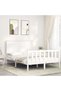Bed frame with headboard, white, 120x200 cm, solid wood