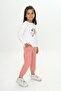 Girl's 2-Piece Set Printed Crew Neck Sweatshirt & Jogger Sweatpants with Elastic Waistband - 2