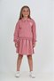 Girl's 2-Piece Set Printed Polo Collar Snap Fastener Low Shoulder Pocket Sweatshirt & Lace-Up Pleated Skirt - 2