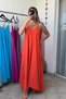 Adjustable strap orange maxi dress