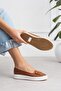 Women's Tan Butterfly Detailed Casual Shoes Thermo Soft Sole Stc1237 - 2