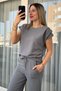 Honeycomb Fabric Gray Suit with Draped Shoulders - 2