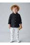 Boy's Buttoned Long Sleeve Linen Shirt with Pockets
