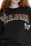 Girl's Black Lettering and Bow Print Detailed Tracksuit Set Printed Oversized Wide-Leg - 7