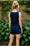 Navy Blue Pointel Openwork/Perforated Sleeveless Knitted Shorts Set26120166 - 3