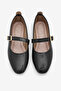 Women's Black Snake Patterned Belted Buckle Ballerinas - 2