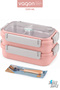 1200 ml Two Layers Three Compartments Stainless Steel Bento Lunch Box New Generation Lunch Box with Steel Spoon -22Ff15