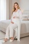 New Season Ecru Summer Short Lace Sleeve Design Buttoned Maternity Pajama Set 3-Piece Set - 5
