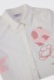 Girl's Print Detailed Ecru Shirt - 3
