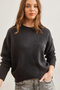 Women's Anthracite Six Oval Crew Neck Basic Knitwear Sweater Kzk-19000914 - 3