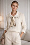 Scarf-Adorned Openwork Detailed Knitwear Sweater - 3