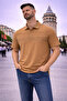 Men's Large Size Short Sleeve Coffee Polo Printed T-Shirt