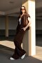 Brown Woven Garnished Zippered Vest and Double-Pocket Modal Trousers Set Alc-X15327